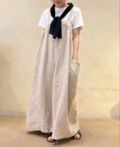 ネストローブ　ブラックリネンワイドサロペットのサムネイル