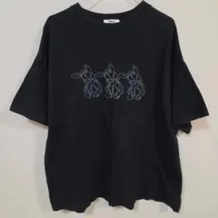 Whinny 闇うさぎプリント 半袖Tシャツ ブラック　ウィゴー　ホワイニーのサムネイル