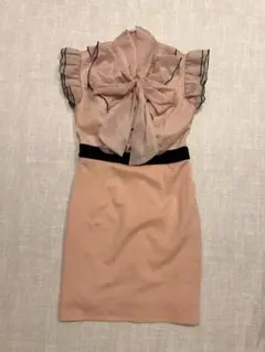 ボウタイリボンラメシフォンタイトミニドレス