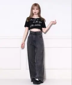 apres jour アプレジュール アソートハイウエストワイドデニム グレー