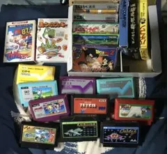 ジャンク ファミコンソフトセットとニューファミコンの箱のみ