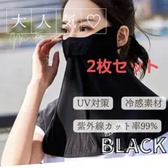フェイスカバー 2枚セット ネックガード UV対策 紫外線 日よけマスク 黒