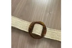 ロペピクニック　ベージュ ストレッチ ベルト ラウンドバックル