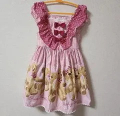 140cm シャーリーテンプル くま＆うさぎぬいぐるみプリントスカート