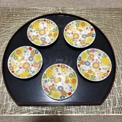 【【未使用品】縁起物　小皿　豆皿　5枚　お祝い　おもてなし　華やぎ　花