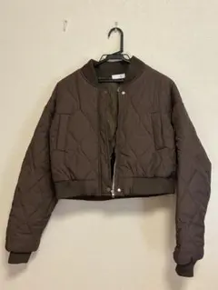 キルティングショートブルゾン　ダークブラウン キルティングジャケット
