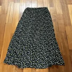 LOWRYSFARM 花柄 プリーツスカート ブラック