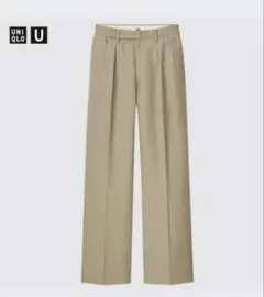 ユニクロU ウールブレンドタックパンツ　ベージュ　64