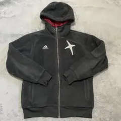 【adidas】アディダス フリースジャケット フード付き ダークグレー