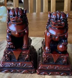 中国　清時代　洋彩　獅子　置物　共箱　送料込み250115 ▽鴻▽清朝時代 寿山石 田黄石彫 獅子把件 元珠作 箱付