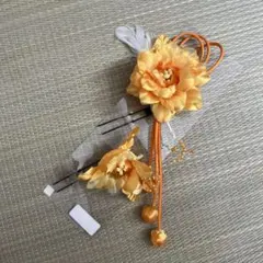和装髪飾り　フラワーモチーフ　オレンジ系　振袖　卒業式　入学式　前撮り