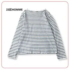 23区HOMME 長袖カットソー ボーダー 青 46 M 綿100% メンズのサムネイル