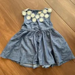 pepit main お花デニム風ワンピース⭐︎90㎝