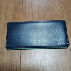 ポール・スミス　レザー長財布 ネイビー ミントグリーン