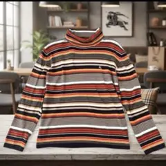 バーバリーブラックレーベル ストライプ タートルネックセーター マルチカラー