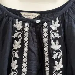 Samansa mos2 サマンサモスモス 刺繍入りチュニック七分袖 ブラックのサムネイル