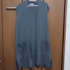 グレー ノースリーブ ベスト チュニック丈