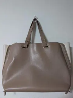 BEAMS HEART サイドジップ 2WAY トートバッグ ベージュ