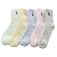 もこもこソックス ルームソックス 5点セット 5色セット 鹿 パステル かわいい