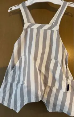 Lemonshoes グレーとホワイト ストライプ サロペット