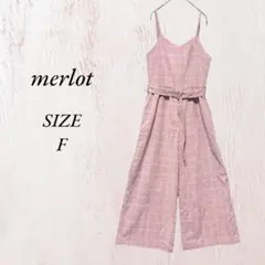 551 merlot ワイドパンツ サロペット ベルト付 F ピンク チェックのサムネイル
