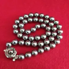 グレー真珠ネックレスとイヤリングセット