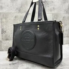 ✨美品✨コーチ　デンプシー　キャリーオール　2way ラウンドパッチ　レザー　黒