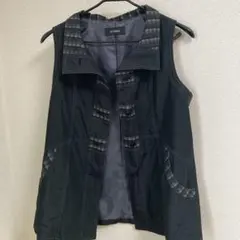 ロングジレ　お洒落なブラック ベスト　レディース