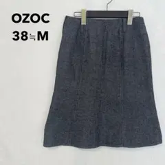 美品 OZOC オゾック フレア スカート 38 M グレー ウール混 日本製