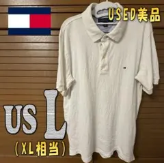 【美品】トミーヒルフィガー ワンポイント ポロシャツ 白 US L(XL相当)