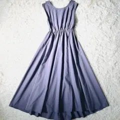 URBANRESEARCH バッククロスリネンワンピース ロング パープル M