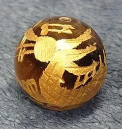 B325　イエロータイガーアイ　四神獣　青龍　金　16ミリ