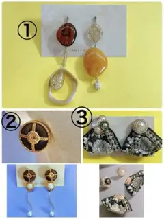 ハンドメイドピアス3点まとめ売り