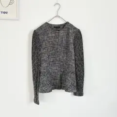 セオリー　ツイードノーカラージャケット　セレモニー　異素材　レーヨン　キュプラ