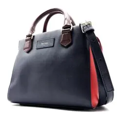 極美品 ポールスミス 2way ハンド ショルダーバッグ ロゴ レザー 赤 紺