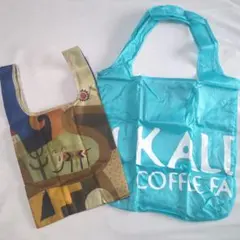 タグ付き❀KALDIエコバッグ 2個set 伝説柄＆オリジナルエコバッグ ブルー