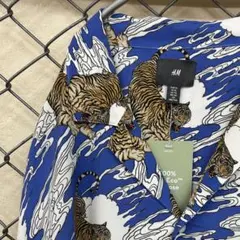 H&M 新品 長袖 総柄 虎 アロハシャツ XL アメカジ古着 和柄 開襟 トラ