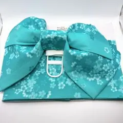 新品未使用 浴衣用 作り帯 結び帯 水色 桜柄 付け帯 レディース