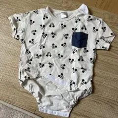 フタフタ　バースデイ　ミッキーマウス柄ロンパース 70cm