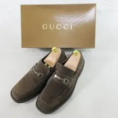 グッチ GUCCI ホースビット スエード ローファー 茶色 EU42