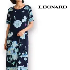 【美品】LEONARD レオナール 花柄 ワンピース 半袖 イタリア製のサムネイル