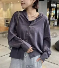 美品　CIAOPANIC TYPY リネンレーヨンバンドカラーBIGシャツ