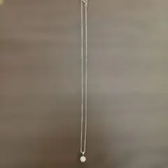 シンプルチェーン花モチーフPt850ダイヤネックレス