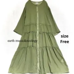 ✴︎earth music&ecology カーキグリーン シア カーディガンF✴︎のサムネイル
