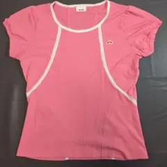 【ellesse】 スポーツ Tシャツ ピンク 白パイピング テニスウェア