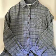 アースミュージック&エコロジー　長袖ブルーグレー系チェックネルシャツ