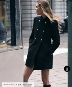 新品未使用ZARA　ウールブレンド ダブルブレスト コート