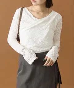 mystic レースオフショルロングTシャツ