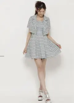 REDYAZELチェック柄半袖ダブルジャケット