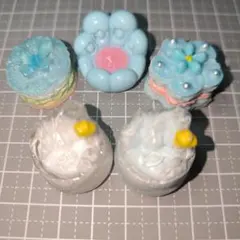 立体ペールブルー椅子デザートセットガチャ詰めポーチキーホルダーアソート資材100